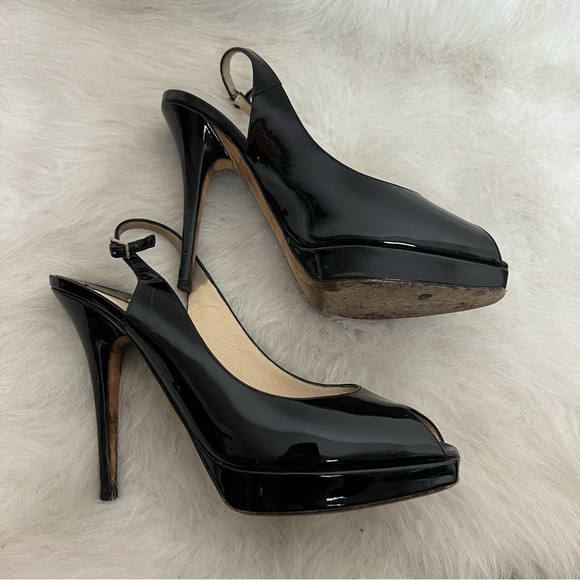 Jimmy Choo Nova Platform Peep Toe Sling Back Heels - Picture 8 of 11